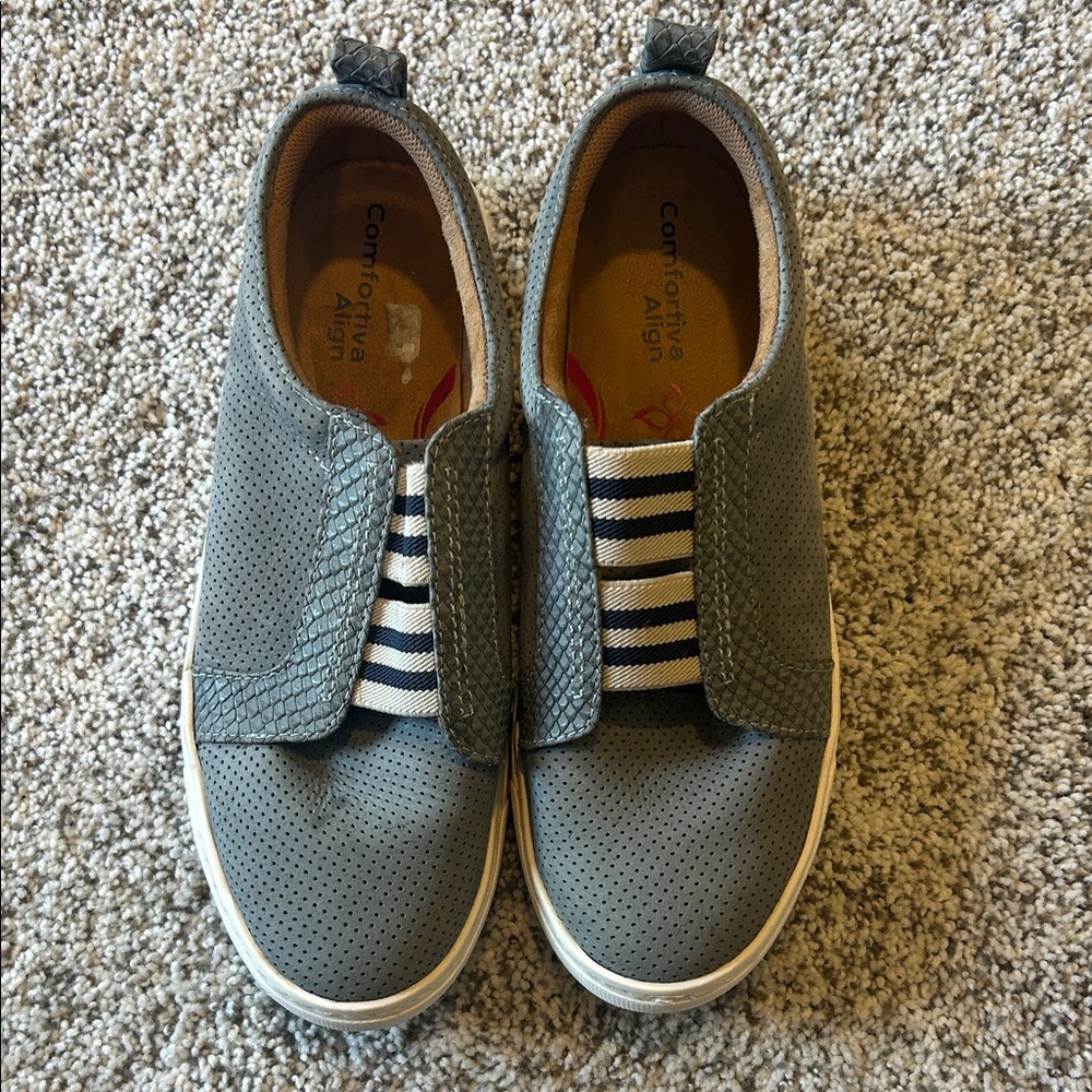 Comfortiva Gray Perforated Slip-On Loafers